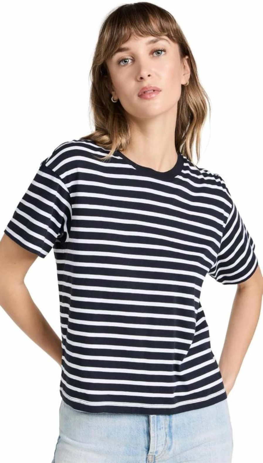 Anthony Thomas Melillo Women's Classic Stripe Boyfriend Tee - Jersey Cotton Short Sleeve Top