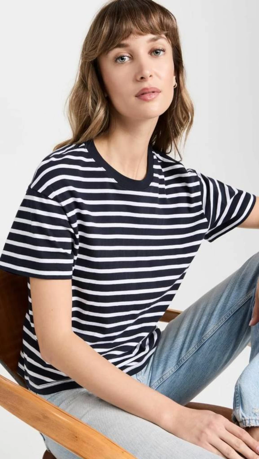 Anthony Thomas Melillo Women's Classic Stripe Boyfriend Tee - Jersey Cotton Short Sleeve Top