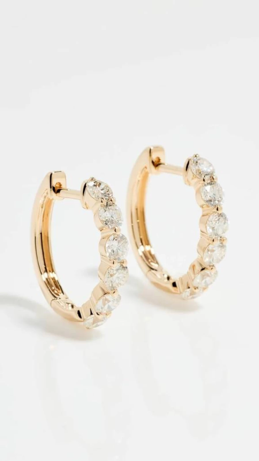 EF Collection 14K Gold Large Prong Set Diamond Hoop Earrings for Women