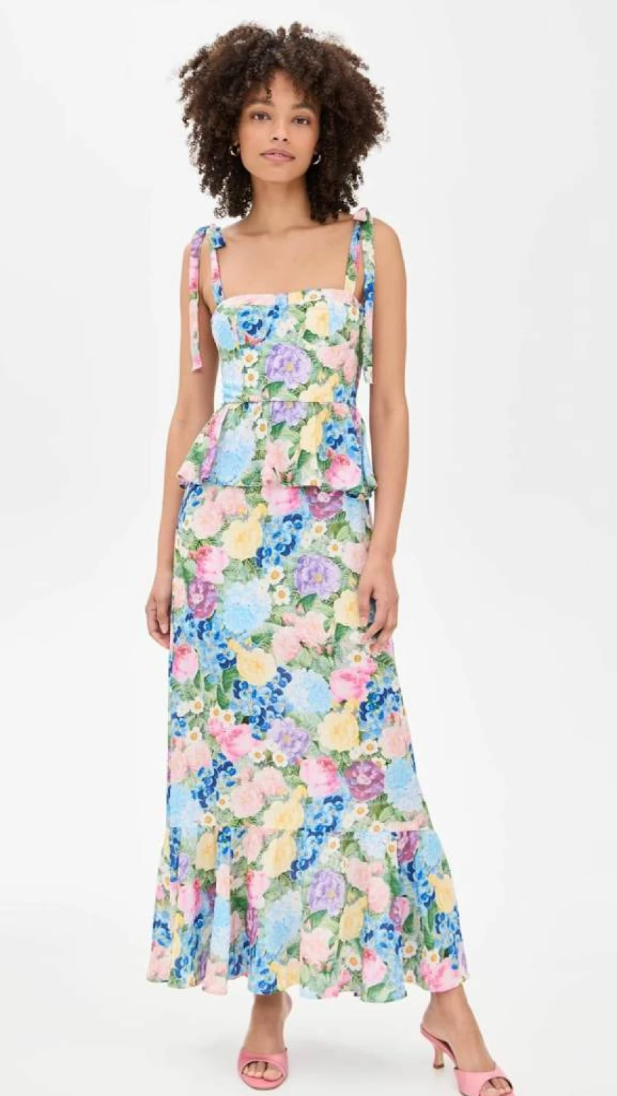 Show Me Your Mumu Women's Paxton Floral Midi Dress - Boho Chic Summer Dress with Ruffles