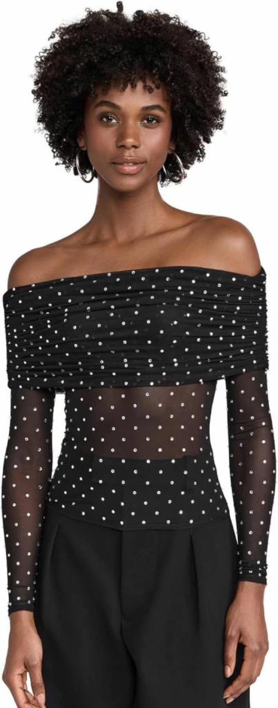 Retrofete Women's Oriana Mesh Top | Stylish Sheer Blouse | Fashionable Crop Top