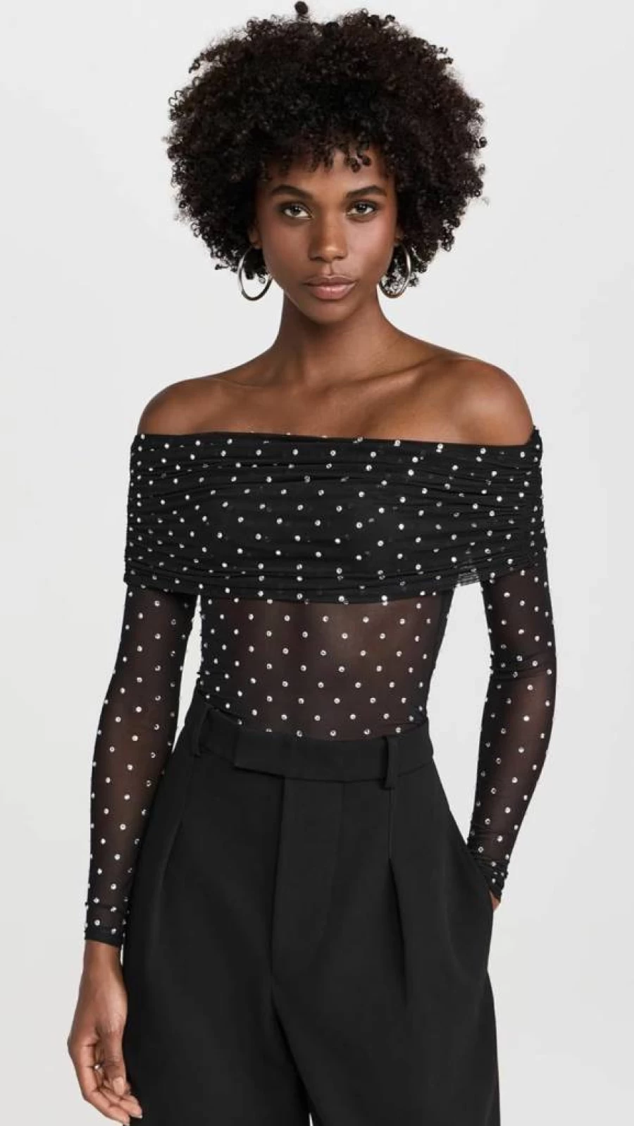 Retrofete Women's Oriana Mesh Top | Stylish Sheer Blouse | Fashionable Crop Top