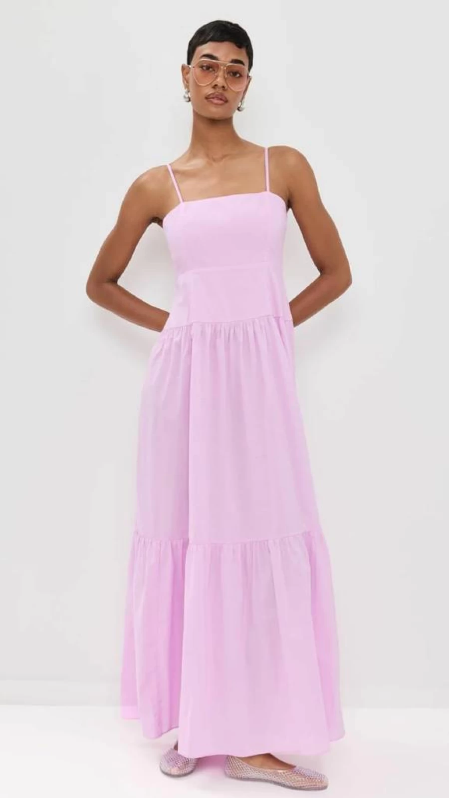 Playa Lucila Women's Square Neck Maxi Dress - Elegant Long Flowy Summer Beach Dress