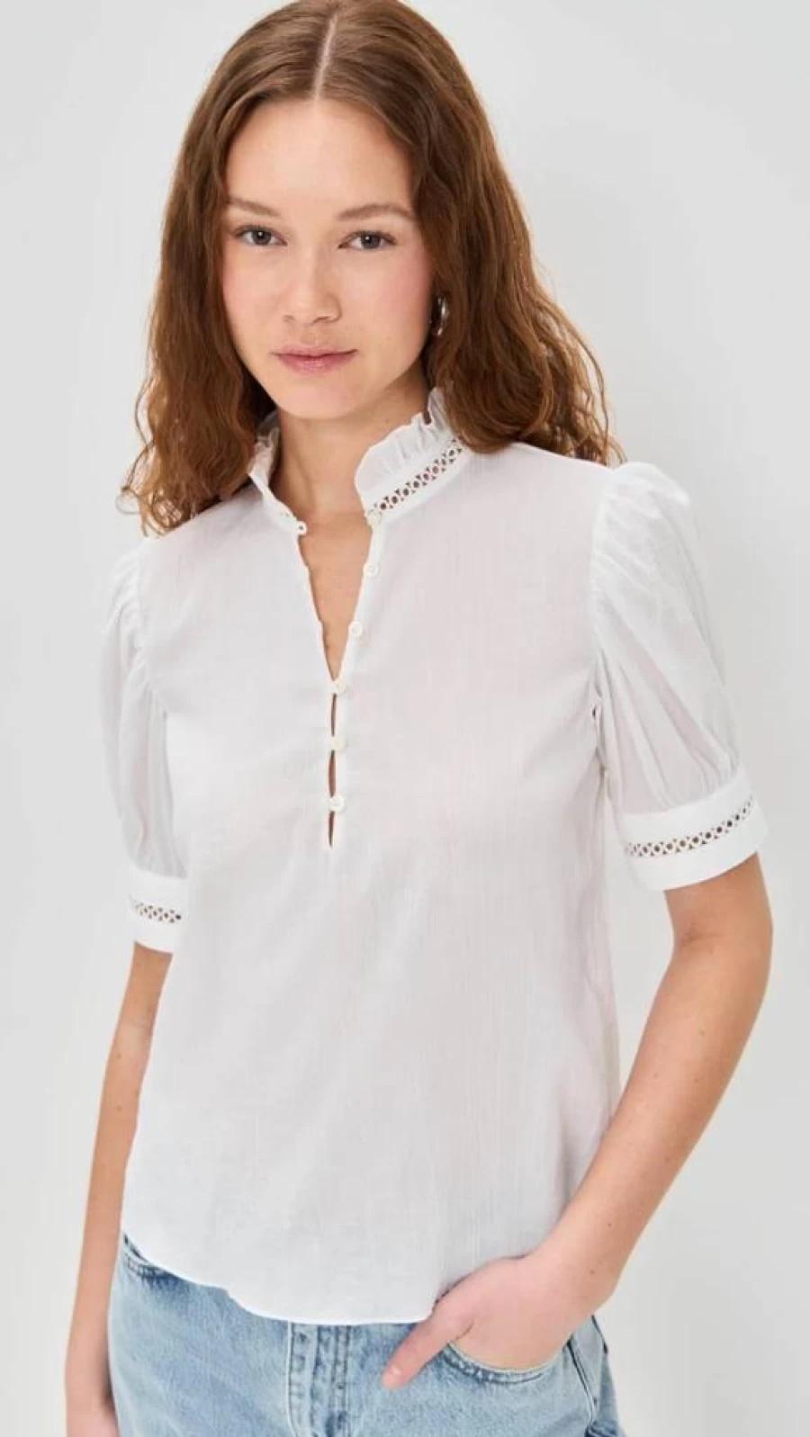 FRAME Women's Ruffle Collar Blouse - Elegant Feminine Top