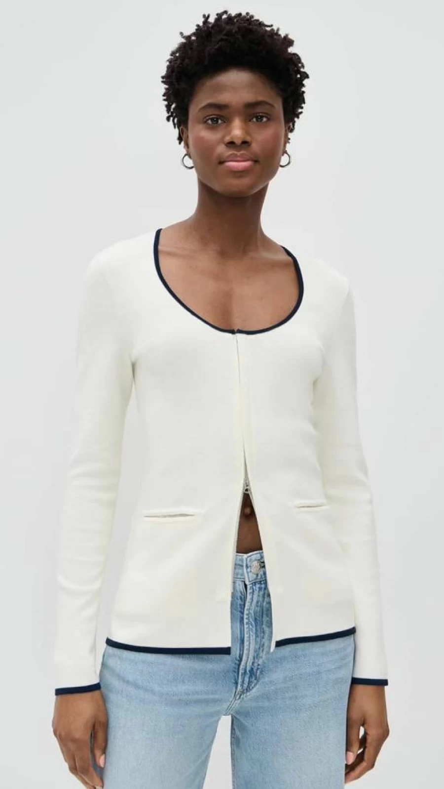 Rag & Bone Ella Women's Zip-Up Cardigan with Scoop Neck