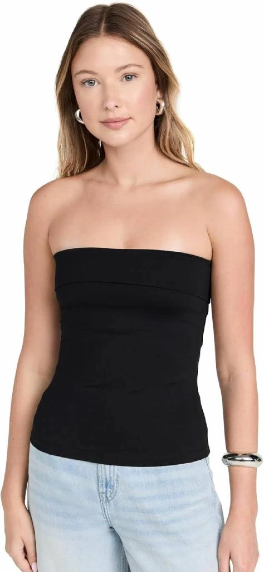 Susana Monaco Women's Stretchy Fold Over Tube Top - Soft Comfortable Casual Layering Essential