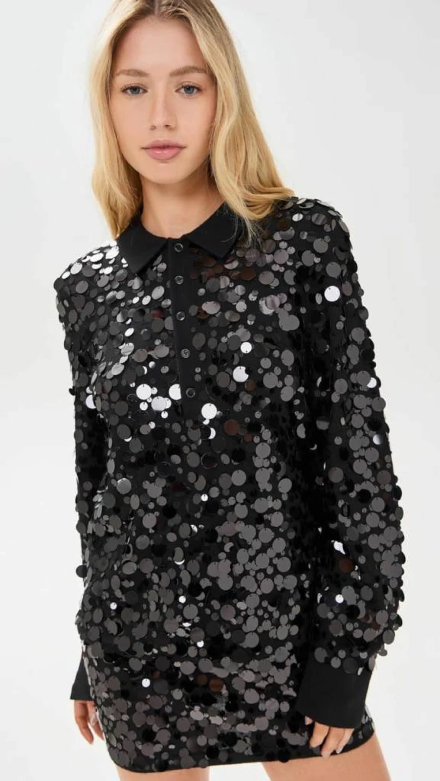 Helmut Lang Women's Paillette Embellished Polo Shirt with Sequins
