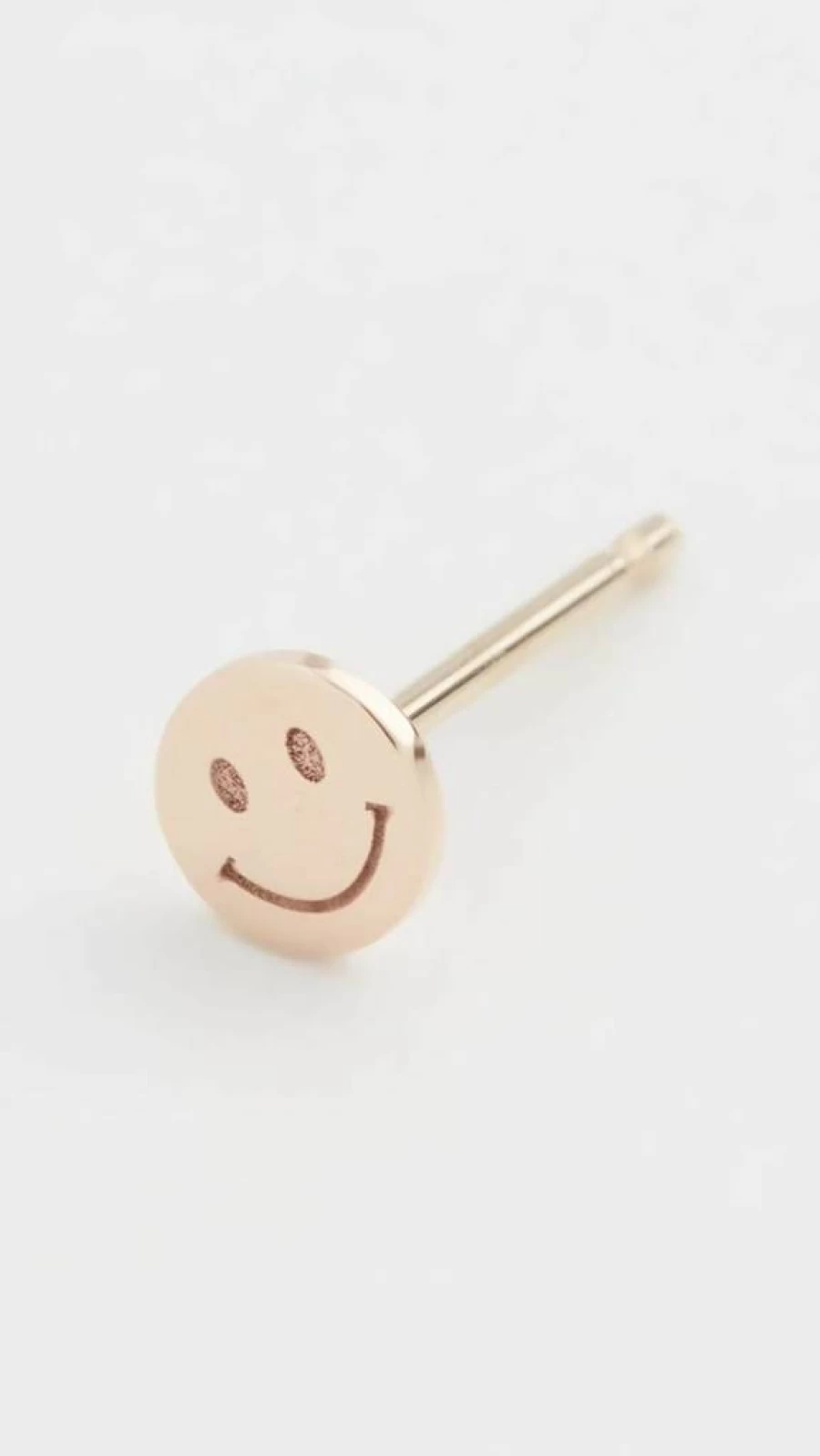 ZOE CHICCO 14K Gold Smiley Face Stud Earrings for Women - Minimalist Tiny Yellow Gold Studs