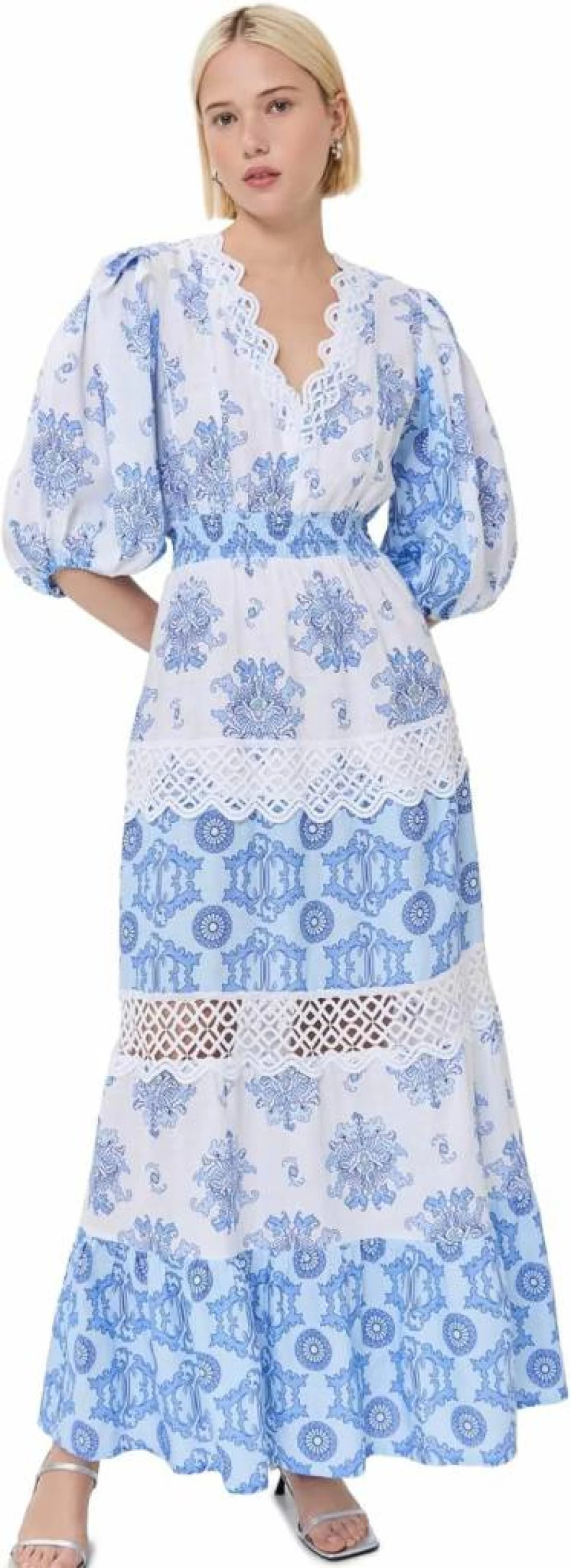 Temptation Positano Women's Floral Printed Embroidered Maxi Dress Bohemian Congo Style Long Dress
