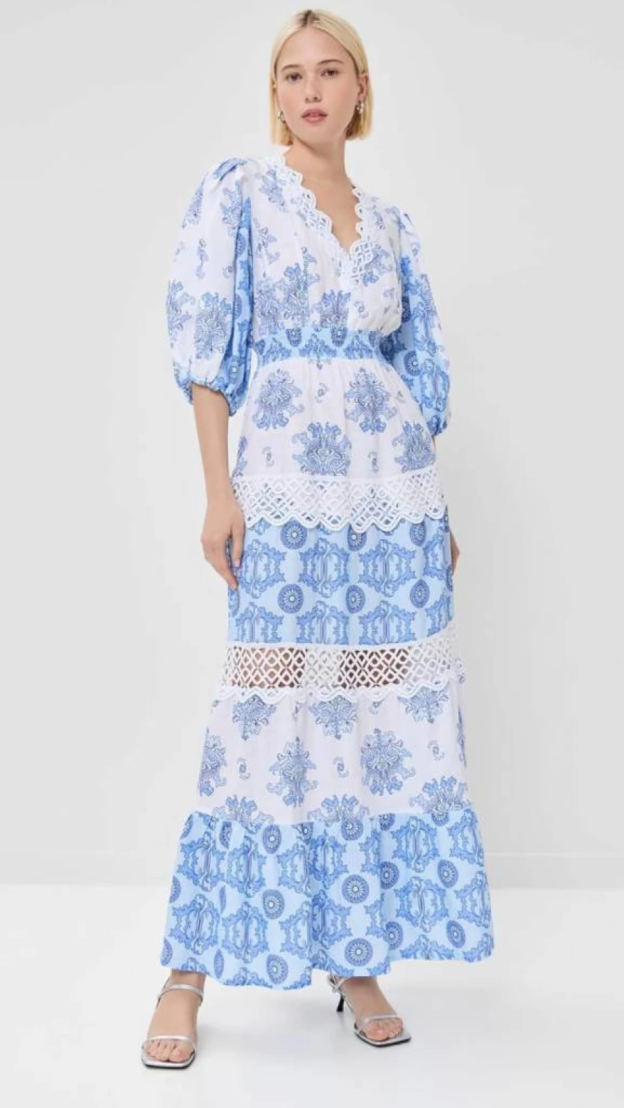 Temptation Positano Women's Floral Printed Embroidered Maxi Dress Bohemian Congo Style Long Dress