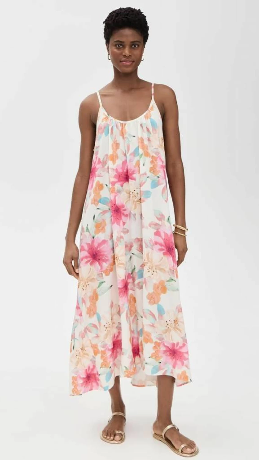9SEED Women's Tulum Dress - Boho Chic Summer Maxi Dress with Floral Print