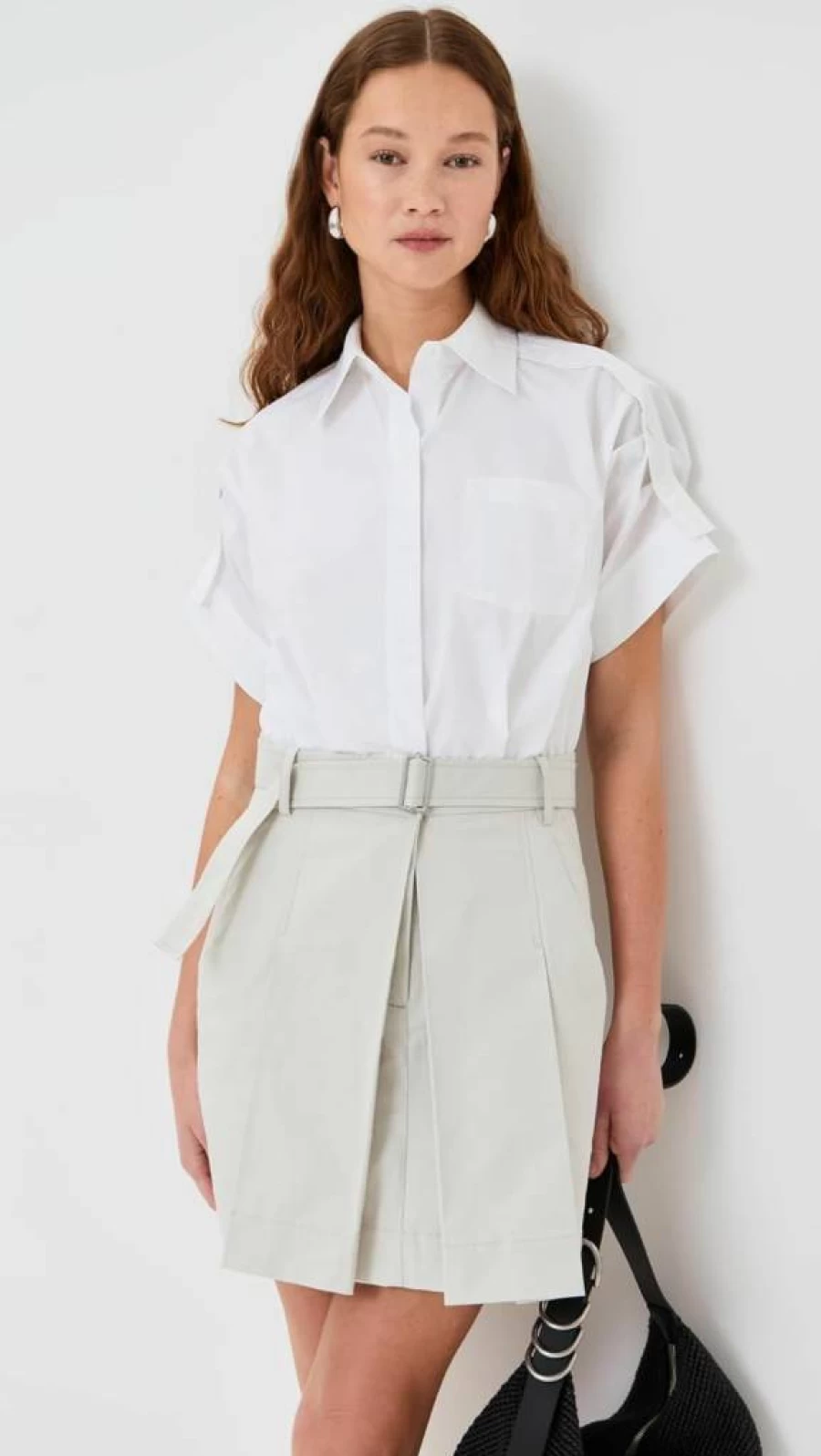 3.1 Phillip Lim Women's Pleated Skirt Combo Shirt Dress - Stylish Casual Elegant Outfit