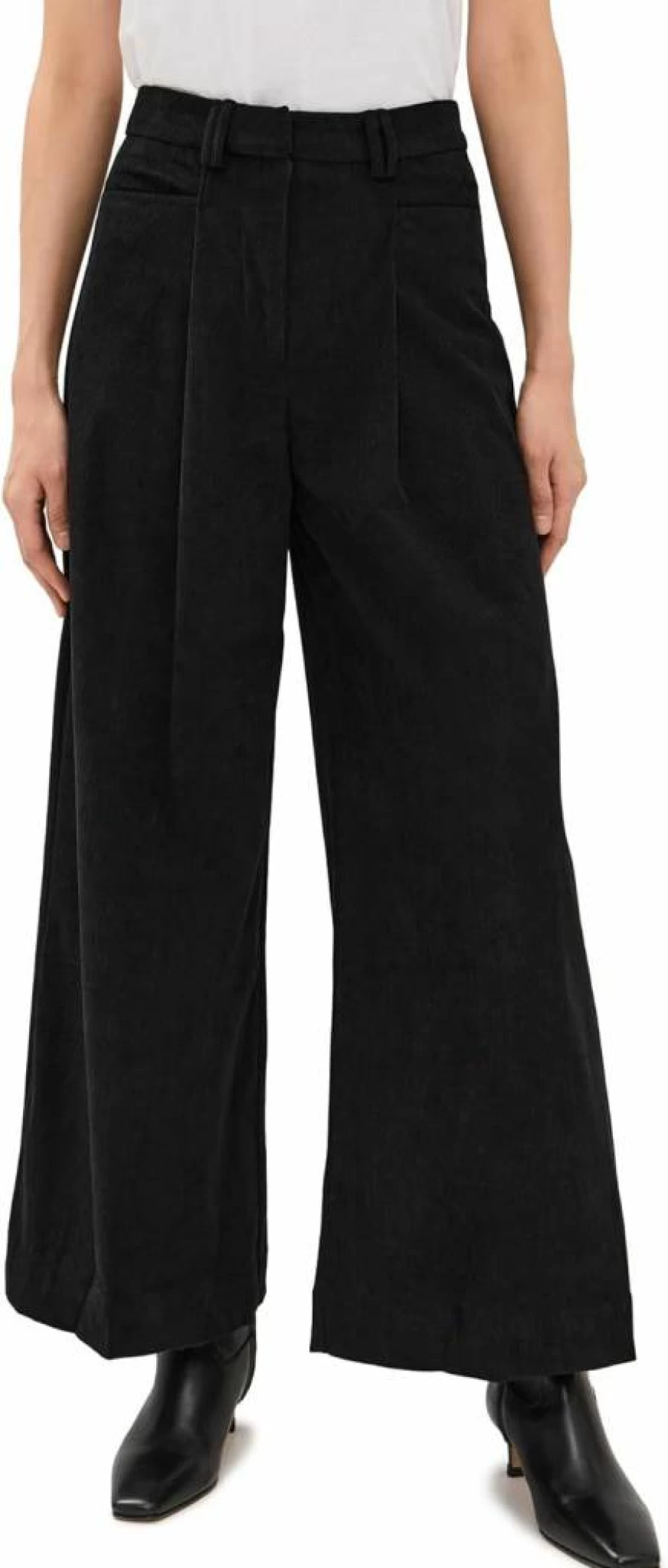 Little Lies Women's High-Waisted Arlo Corduroy Pants - Soft Ribbed Comfort Fit Casual Trousers