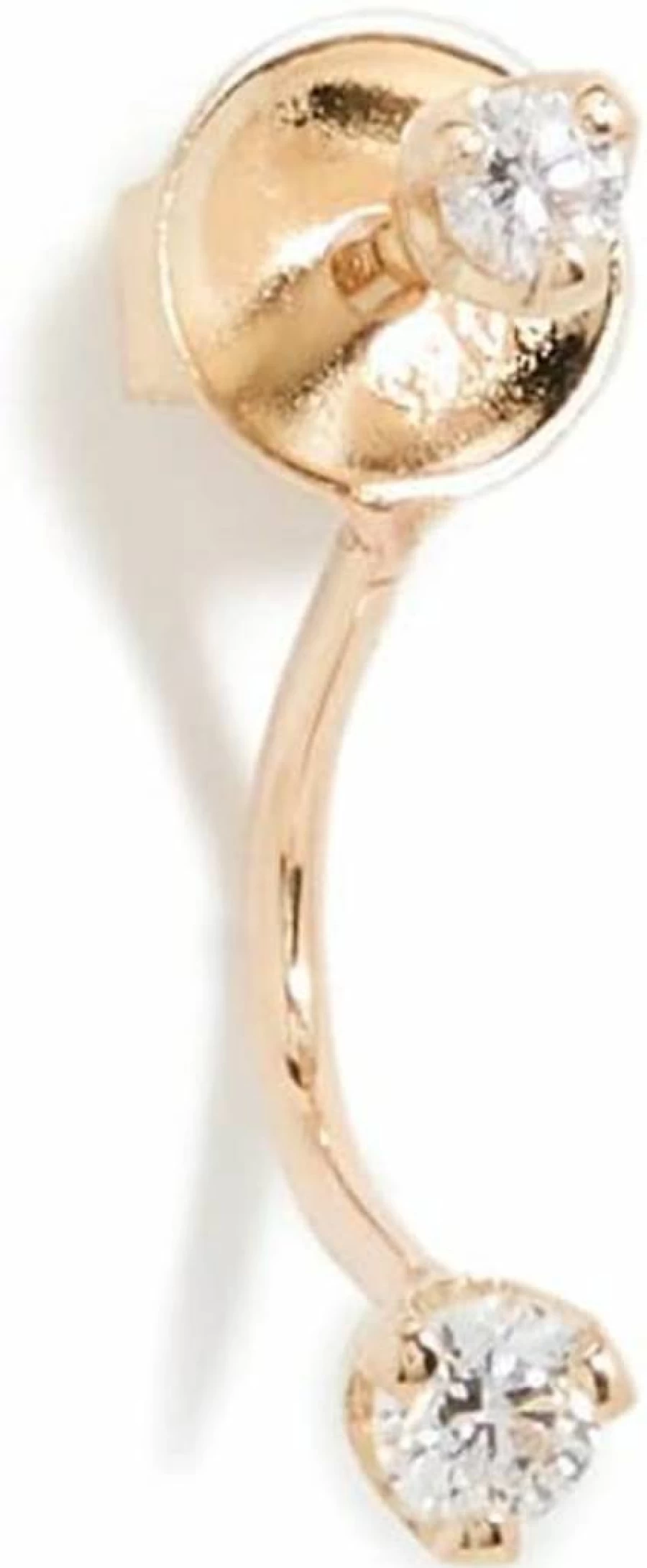 ZOE CHICCO 14K Gold Diamond Stud Jacket Single Earring for Women - Round Mixed Cut Ear Jacket