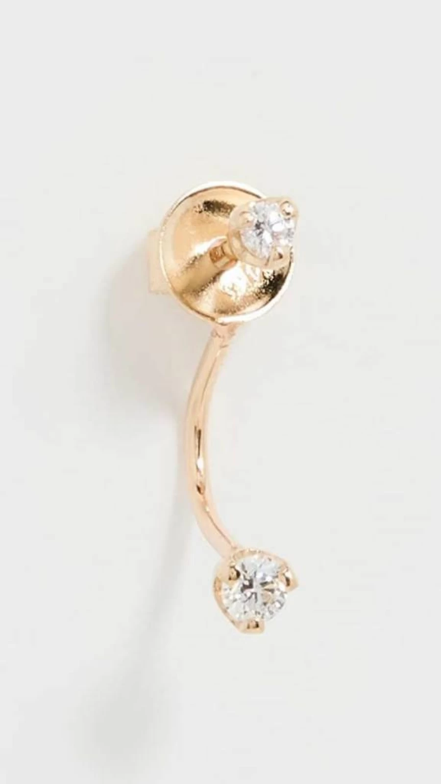 ZOE CHICCO 14K Gold Diamond Stud Jacket Single Earring for Women - Round Mixed Cut Ear Jacket