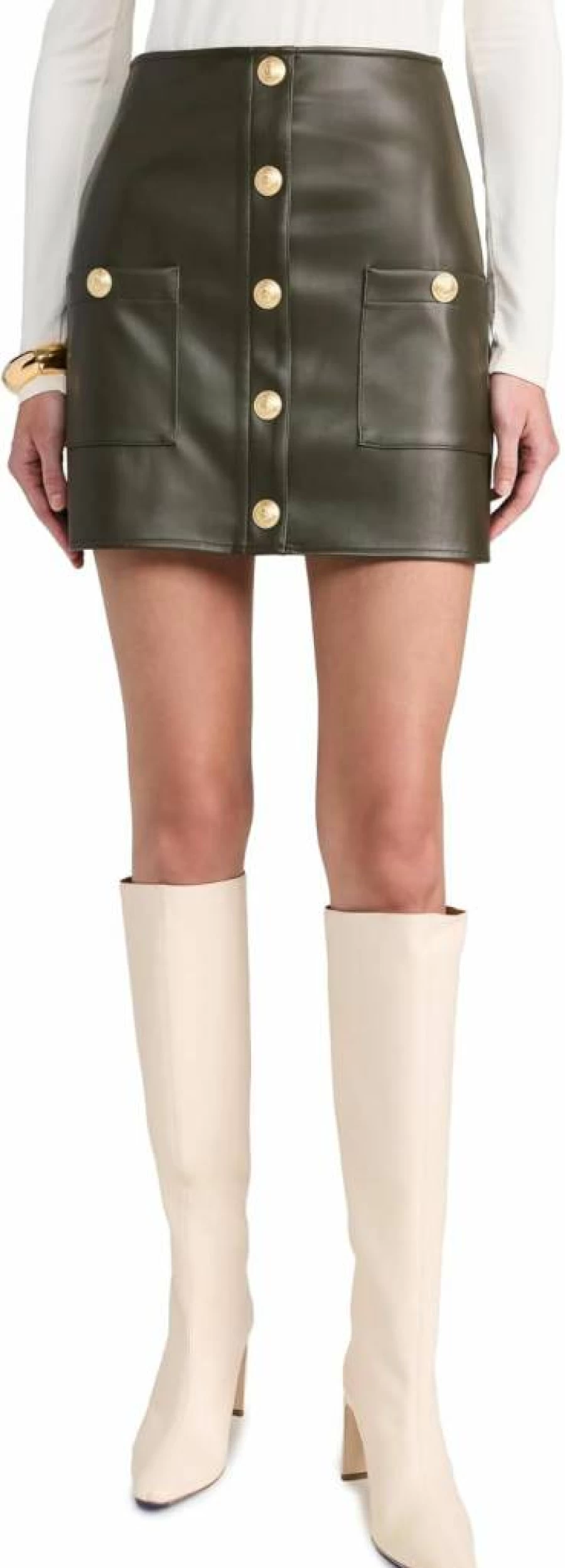 L'AGENCE Women's Truman Mini Skirt with Snap Closure - Stylish Denim Skirt for Women