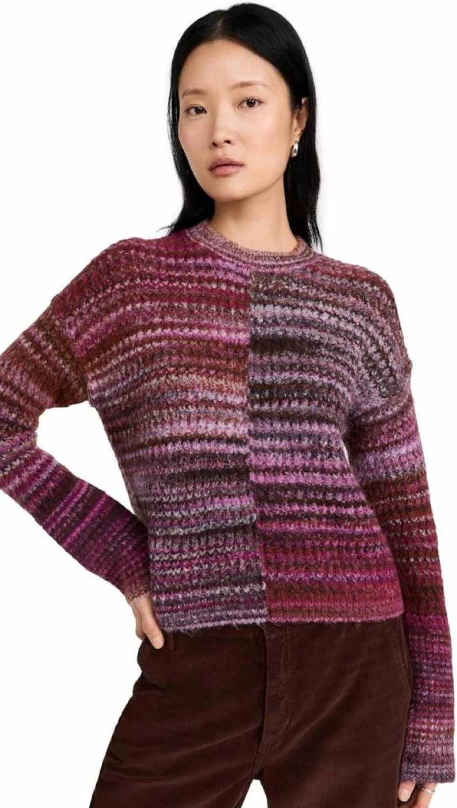 Madewell Women's Spacedye Arno Textured Pullover Sweater Cozy Casual Knit Top