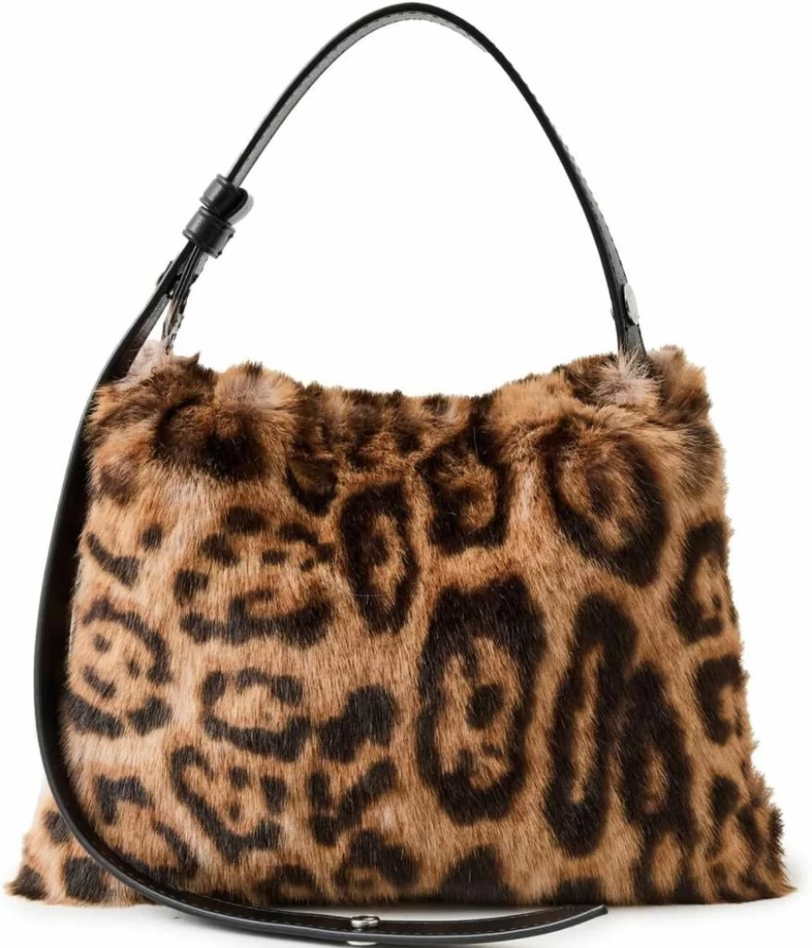SIMON MILLER USA Women's Cheetah Print Faux Fur Mini Puffin Crossbody Bag