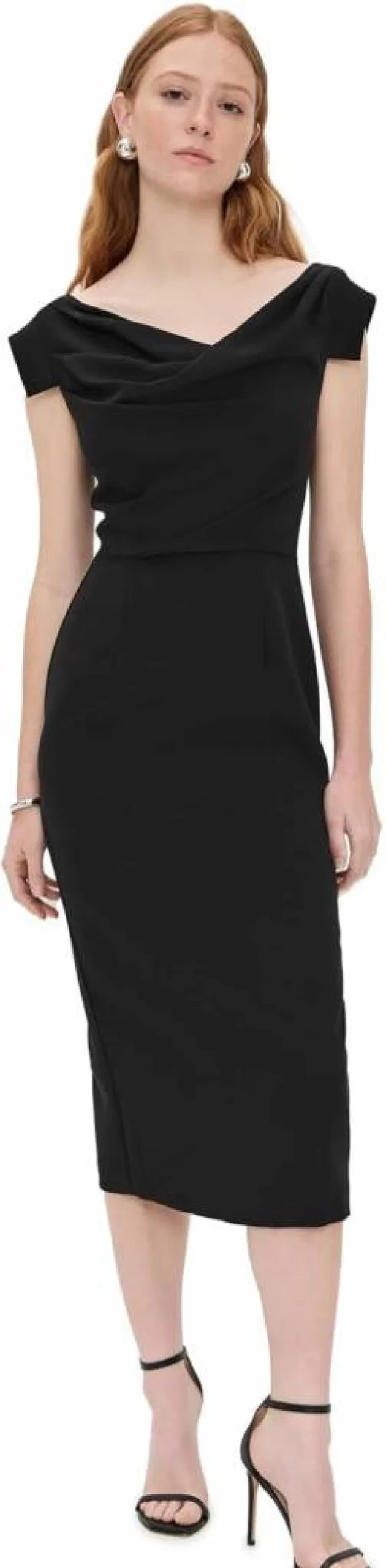 Black Halo Jacqueline Midi Dress for Women - Elegant Knee-Length Cocktail Dress
