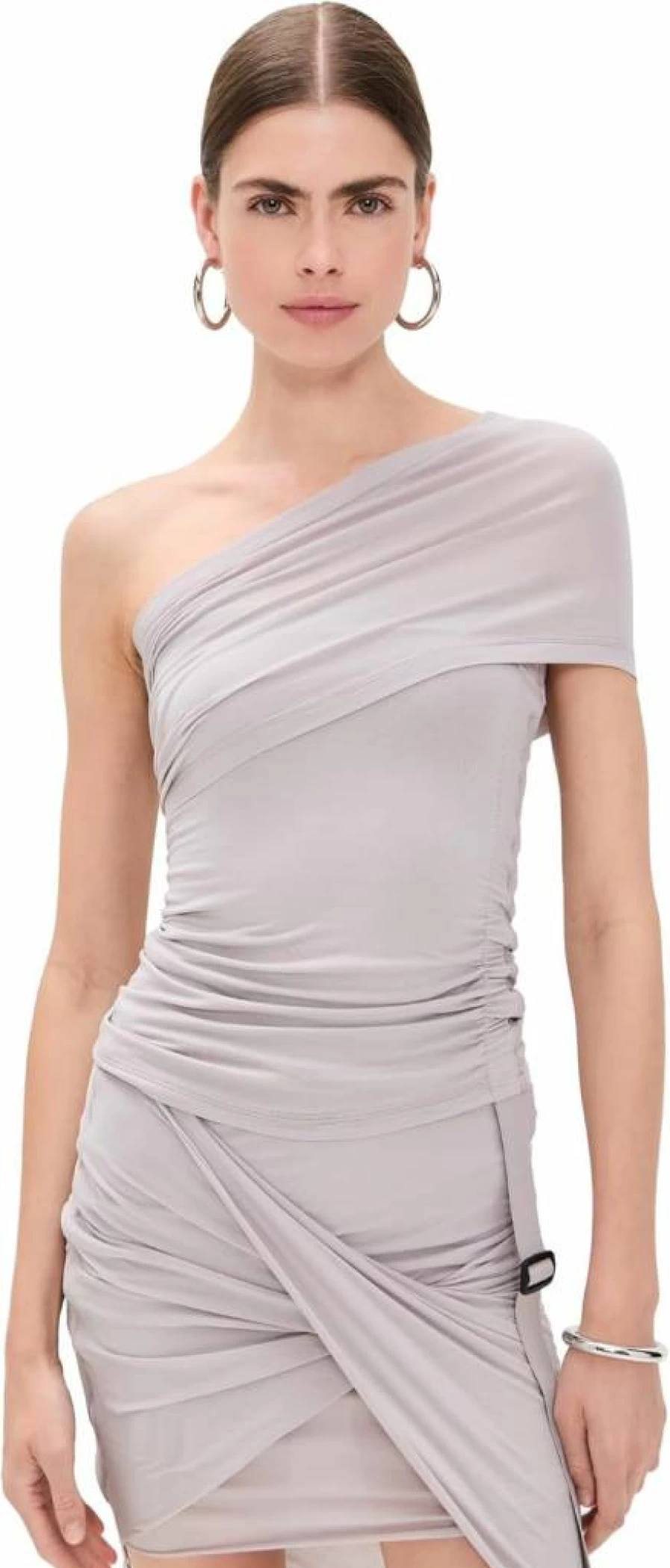 Helmut Lang Women's Asymmetrical Cut Protective Top - Edgy Designer Blouse for Modern Fashion