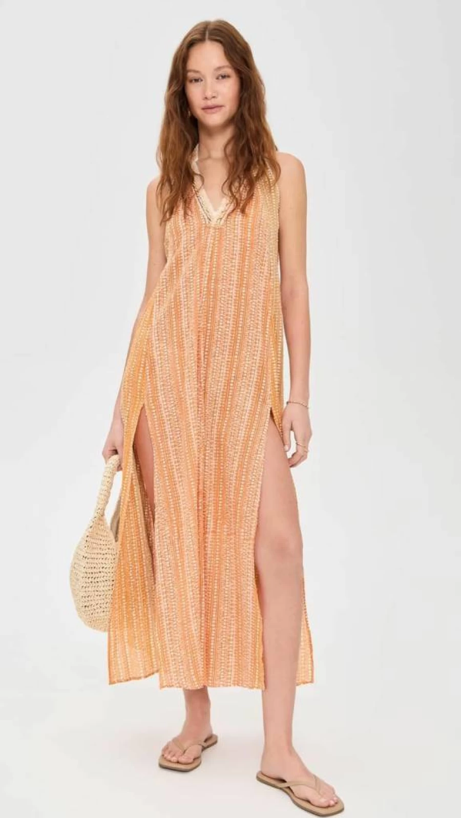 Poupette St Barth Women's Long Striped Coverup Dress Nava Beachwear