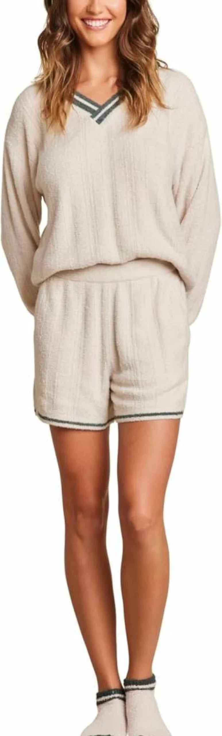 Barefoot Dreams Women's Cozy Pointelle Shorts | Soft Lounge Shorts | Casual Comfort Wear