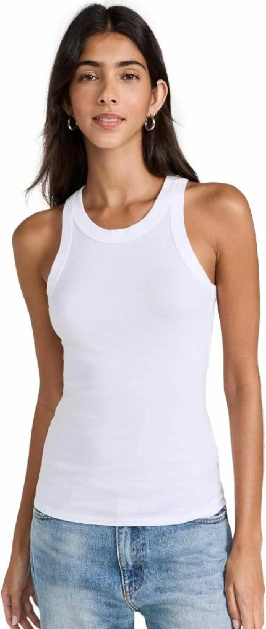 Enza Costa Women's Supima Cotton Bold Sheath Tank - Soft Stretch Slim Fit Sleeveless Top for Women