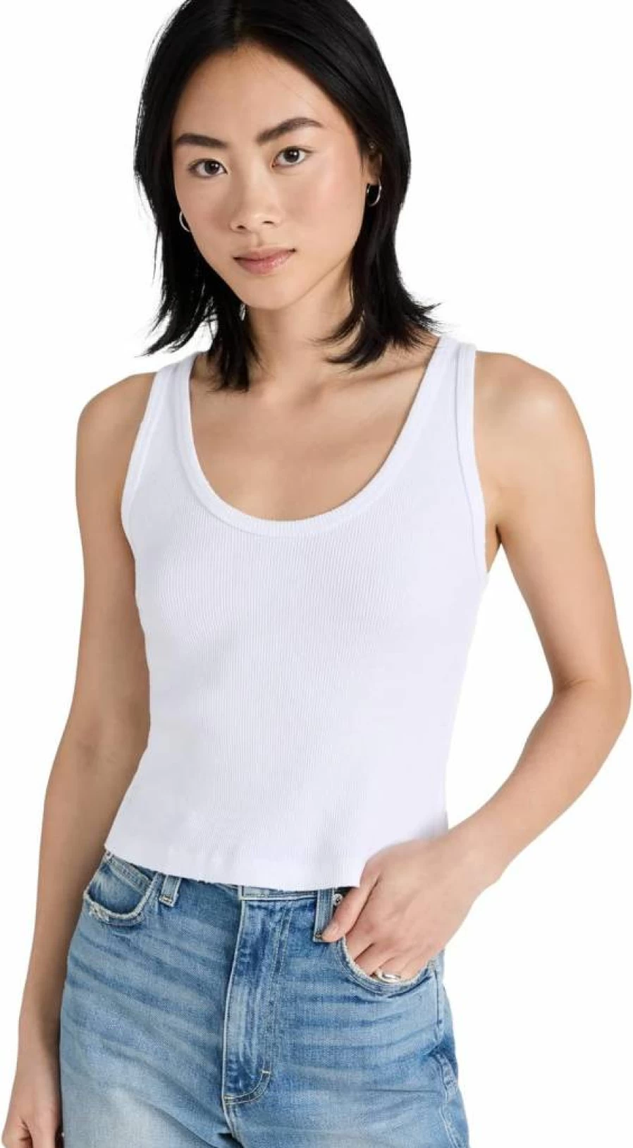 AMO Women's Ribbed Cropped Tank Top - Slim Fit Stretchable Casual Summer Wear