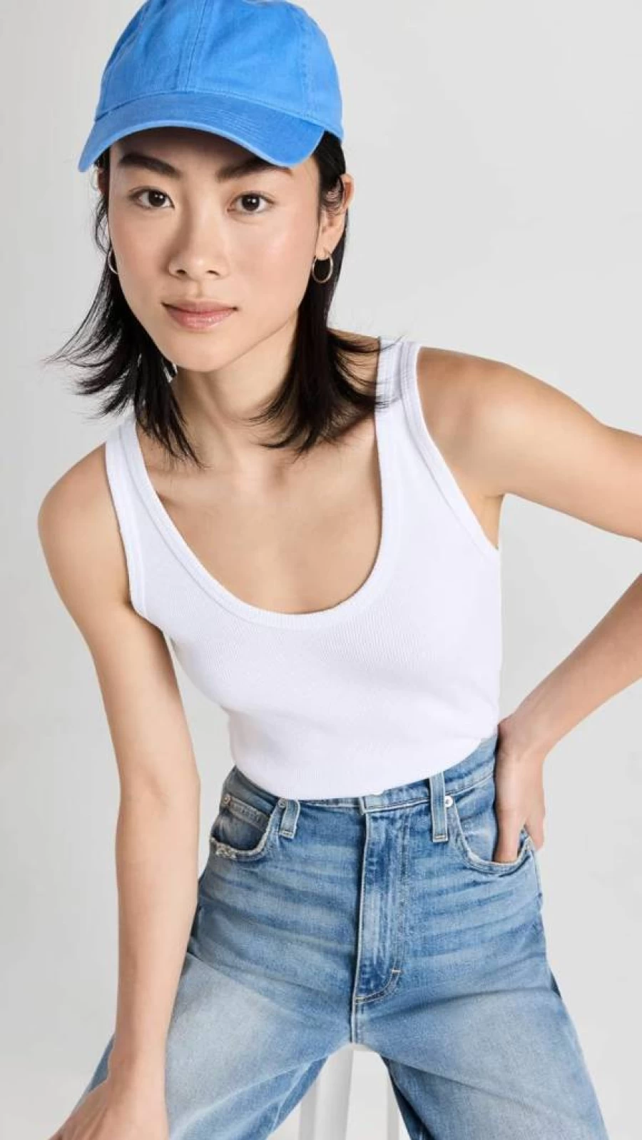 AMO Women's Ribbed Cropped Tank Top - Slim Fit Stretchable Casual Summer Wear