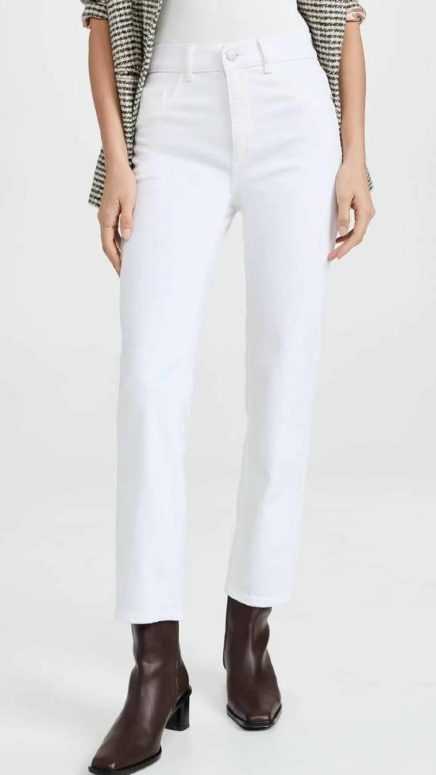 DL1961 Women's High Rise Straight Leg Ankle Jeans - Patti Clean Denim