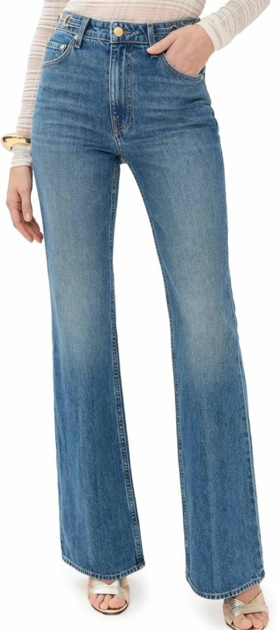 Ulla Johnson Women's Colette High-Rise Straight Leg Jeans - Classic Blue Denim Pants for Women