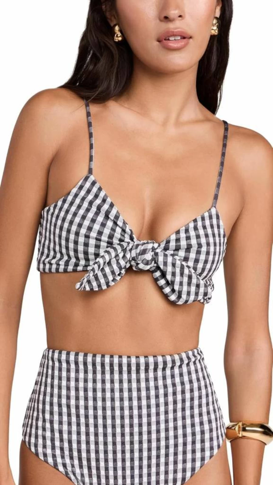 Sea Women's Gingham Bikini Top - Floral Print Swimwear for Women
