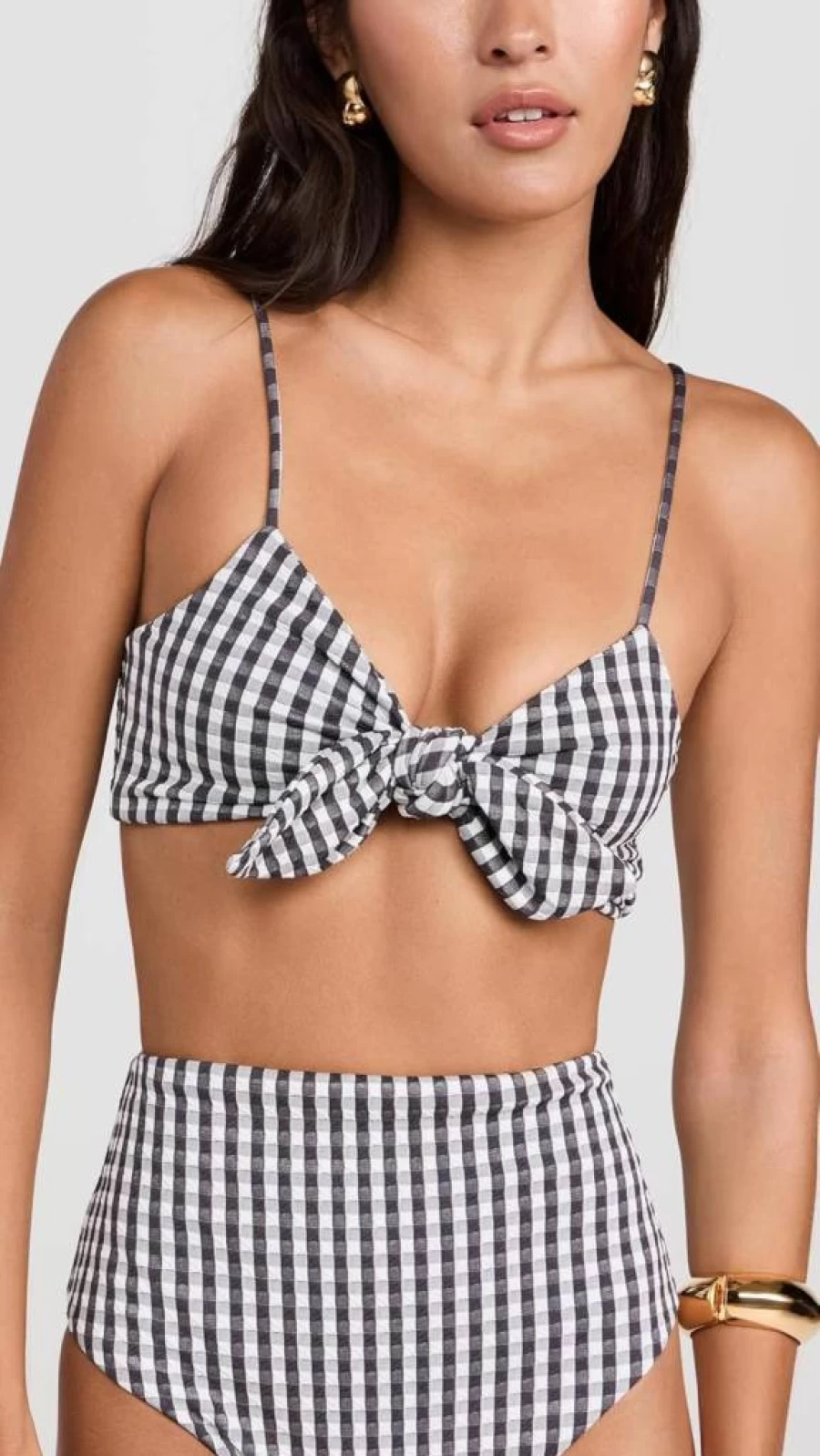 Sea Women's Gingham Bikini Top - Floral Print Swimwear for Women