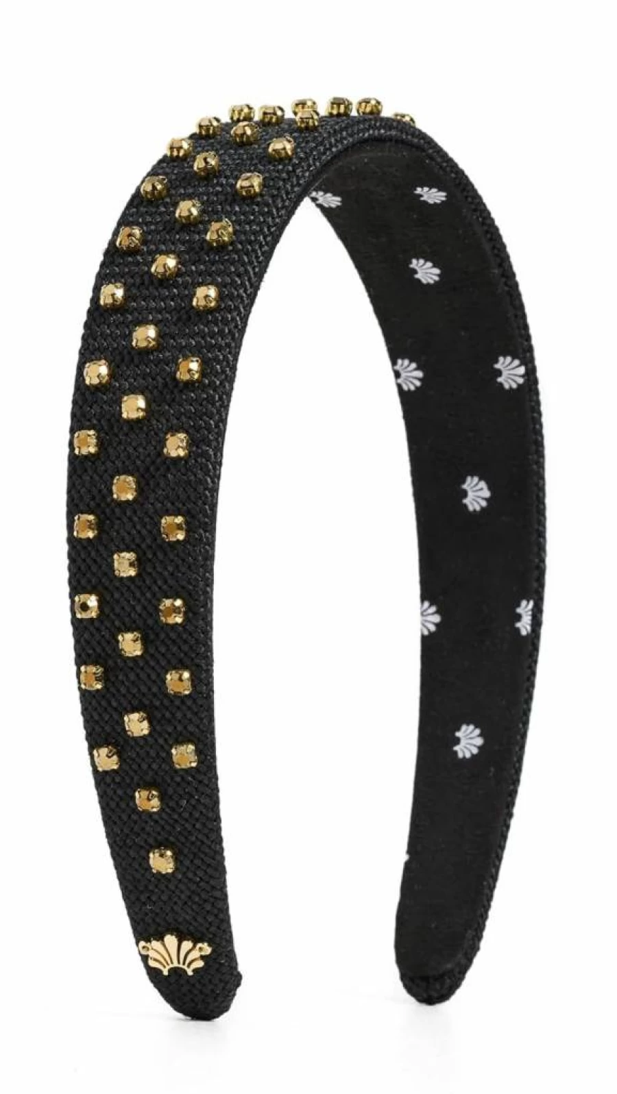 Lele Sadoughi Women's Crystal Dorado Gold Black Burlap Bessette Headband – Stylish 1 Count Fashion Accessory