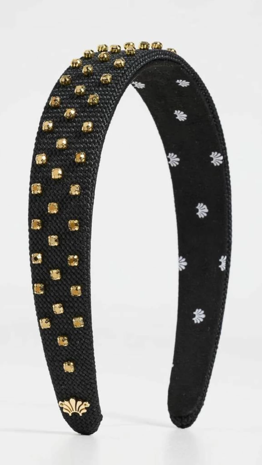 Lele Sadoughi Women's Crystal Dorado Gold Black Burlap Bessette Headband – Stylish 1 Count Fashion Accessory