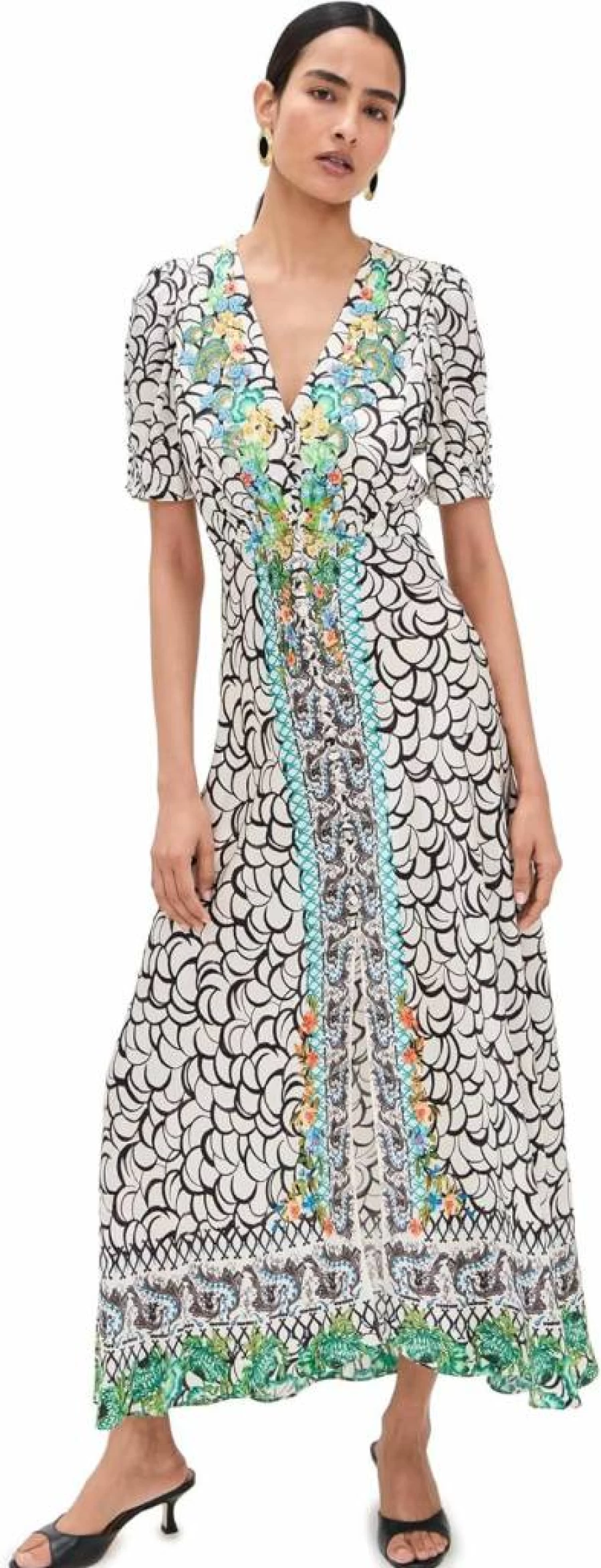 SALONI Women's Silk Maxi Dress - Elegant Lea Style Long Dress for Women
