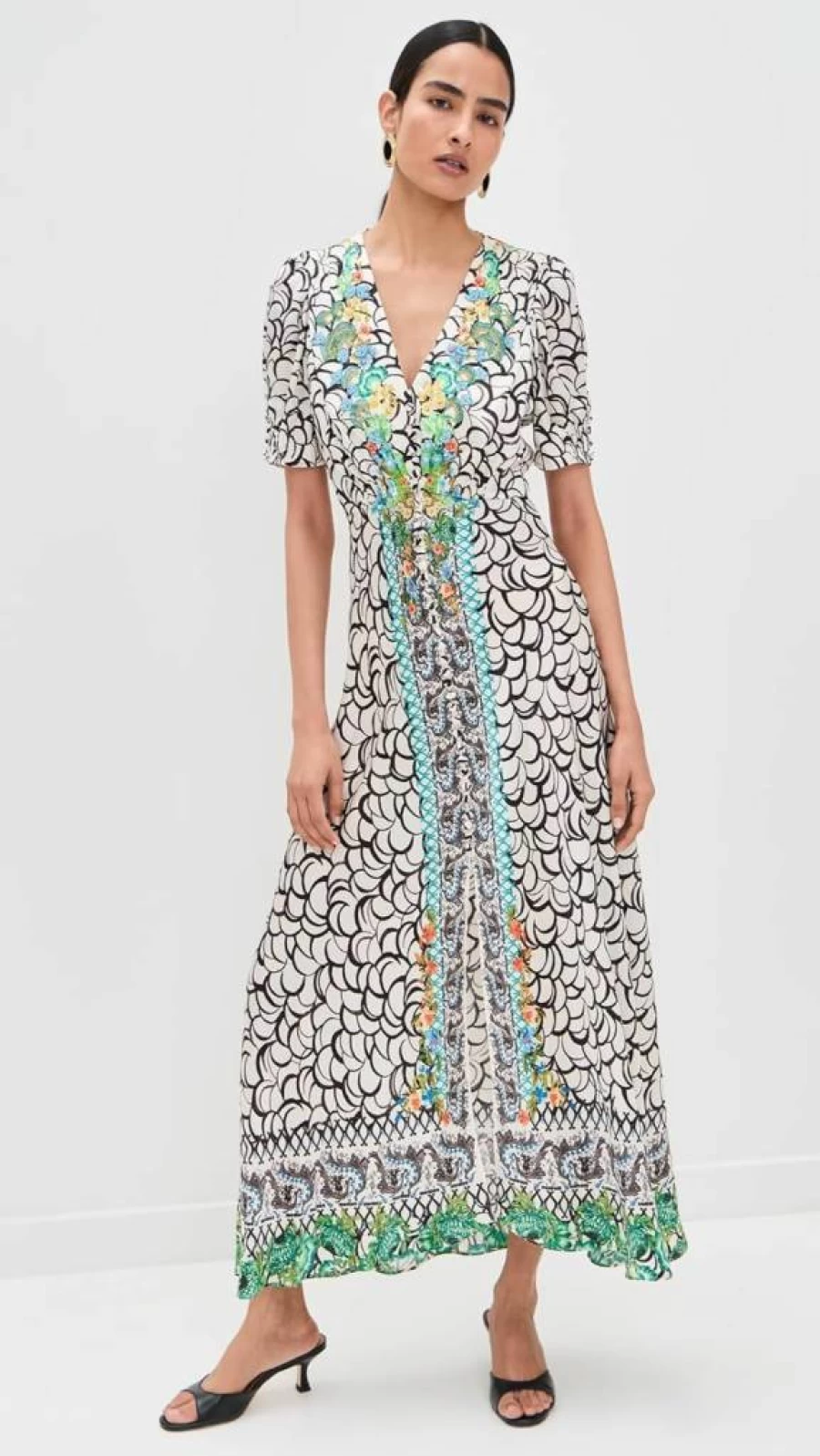 SALONI Women's Silk Maxi Dress - Elegant Lea Style Long Dress for Women