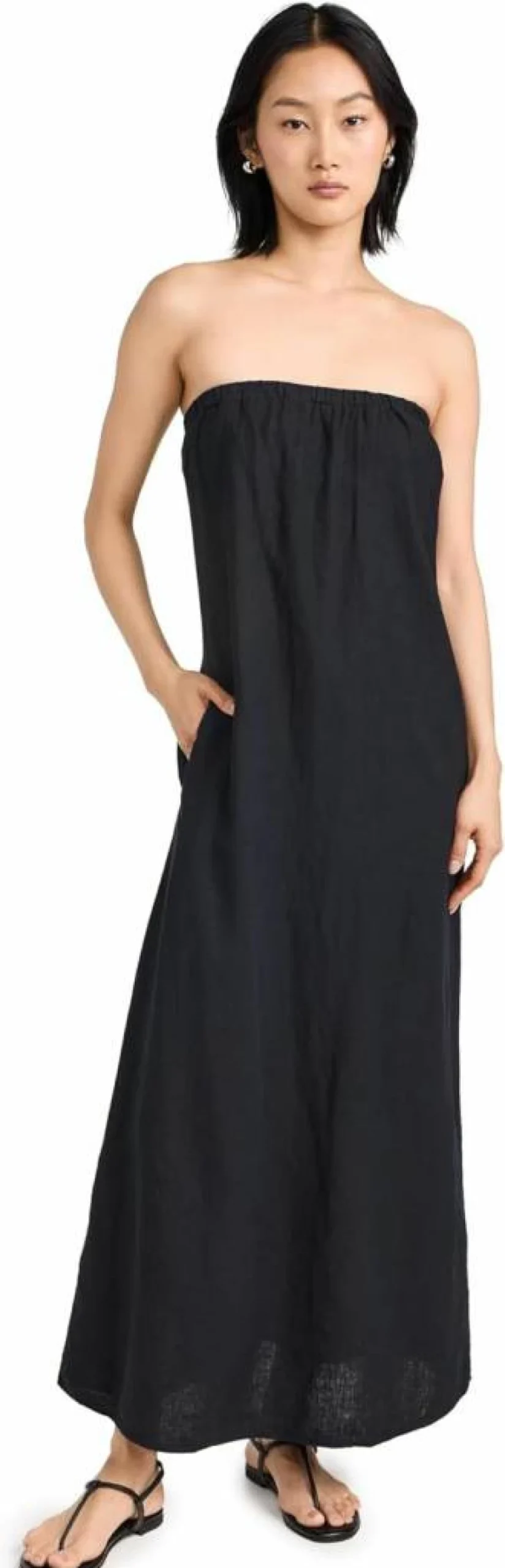 Stateside Women's Linen Maxi Dress - Elegant Column Design Summer Beach Dress