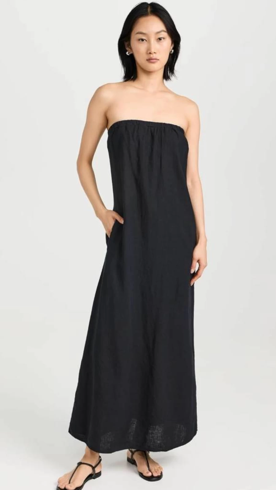 Stateside Women's Linen Maxi Dress - Elegant Column Design Summer Beach Dress