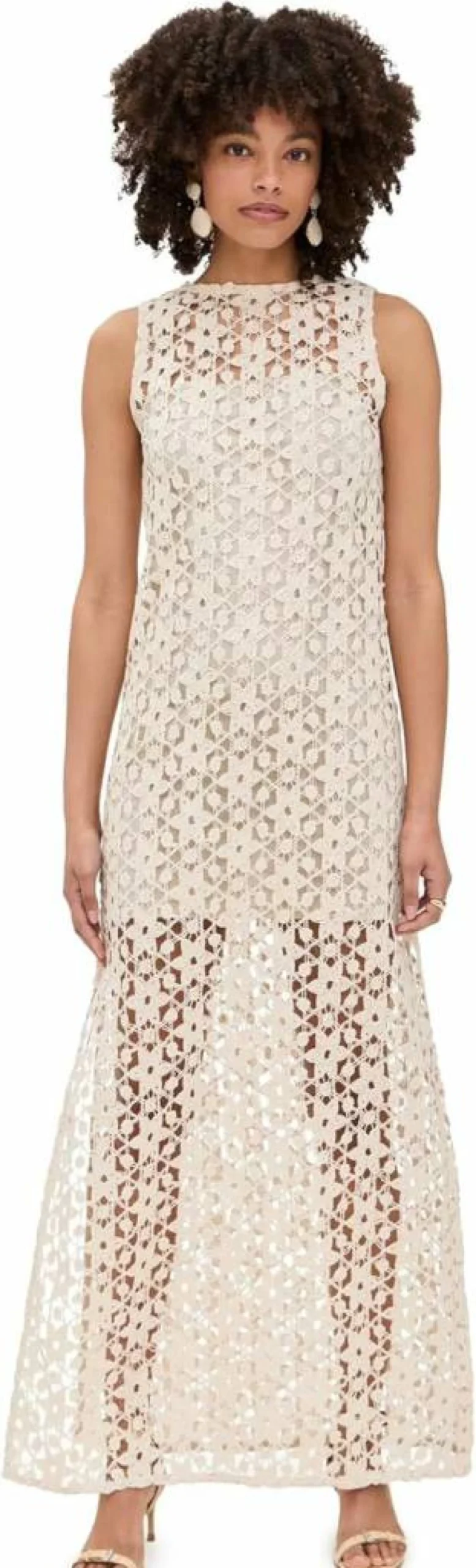 ALOHAS Women's Arum Lace Dress - Elegant Floral Embroidery Summer Maxi Dress