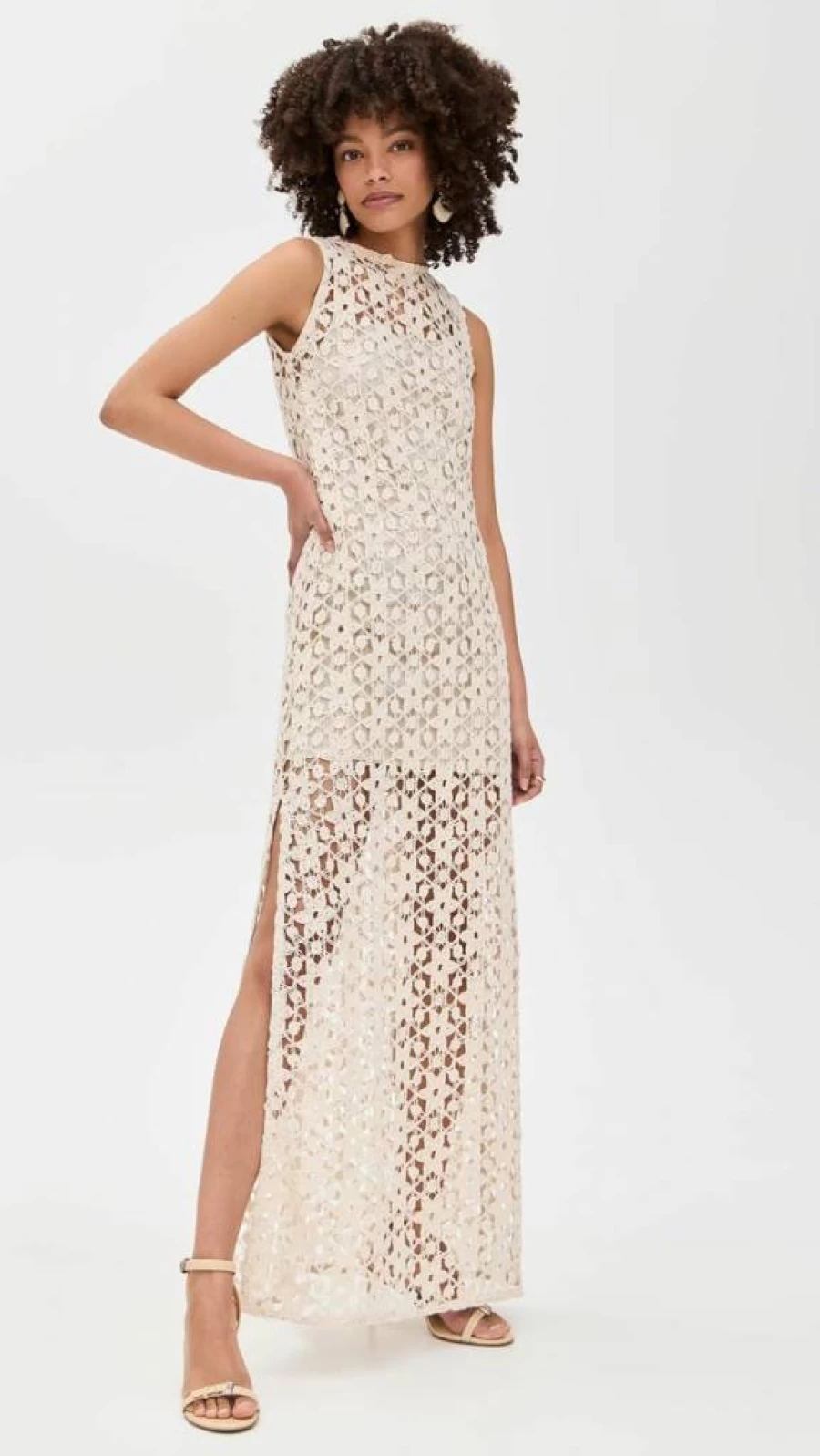 ALOHAS Women's Arum Lace Dress - Elegant Floral Embroidery Summer Maxi Dress