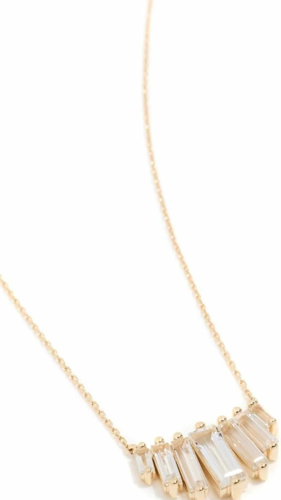 Suzanne Kalan 14K Yellow Gold White Topaz Art Deco Fan Pendant Necklace for Women