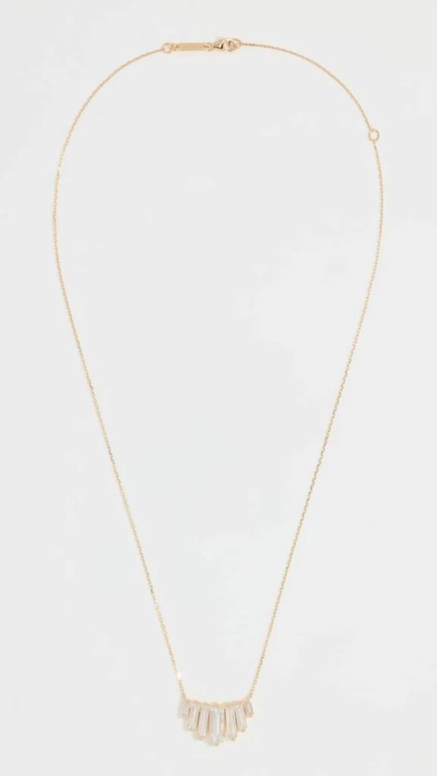 Suzanne Kalan 14K Yellow Gold White Topaz Art Deco Fan Pendant Necklace for Women