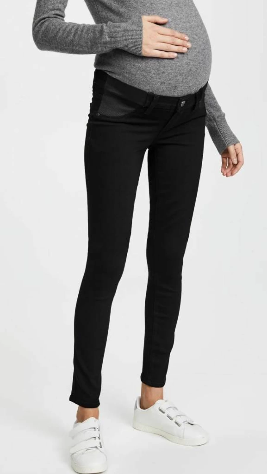 PAIGE Women's Maternity Verdugo Ultra Skinny Jeans - Black Shadow Stretch Denim with Elastic Insets