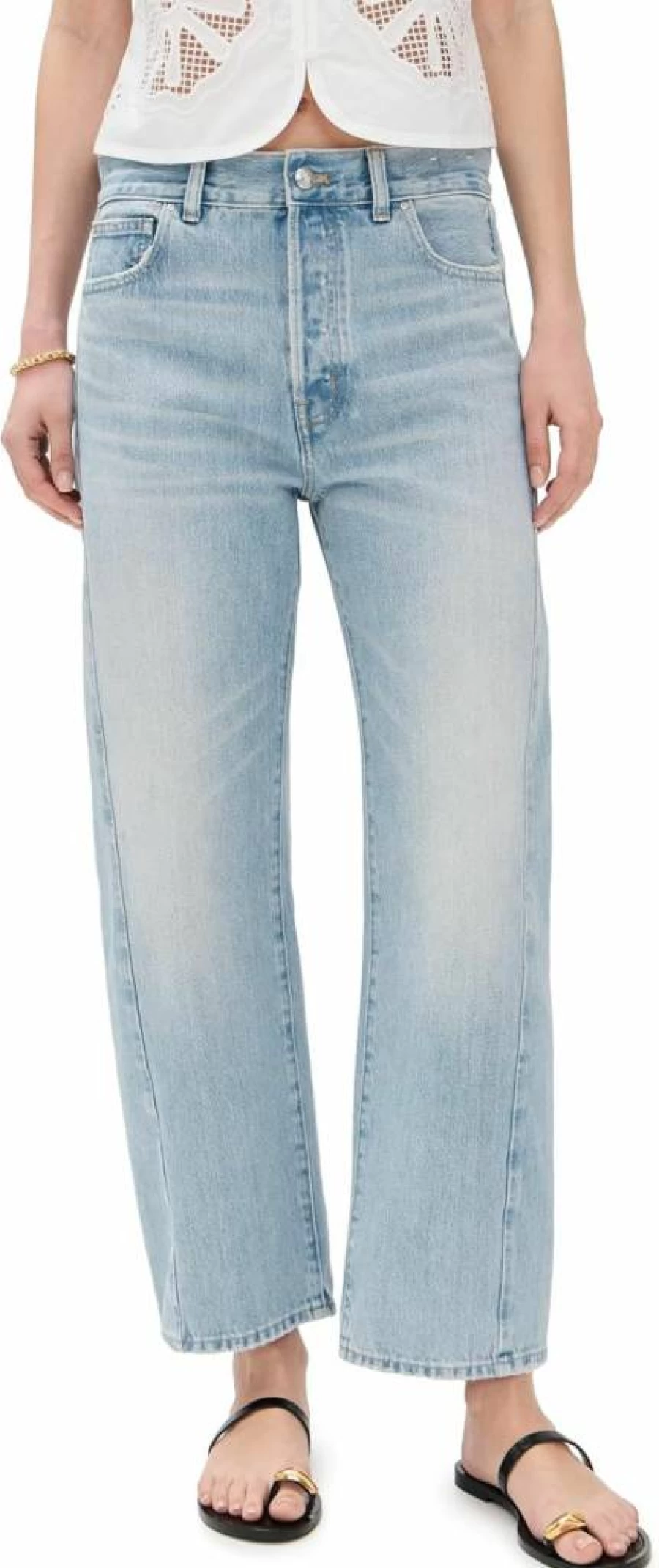 Madewell Women's Redlands Wash Barrel-Leg Jeans - Distressed Denim with Pieced Detail