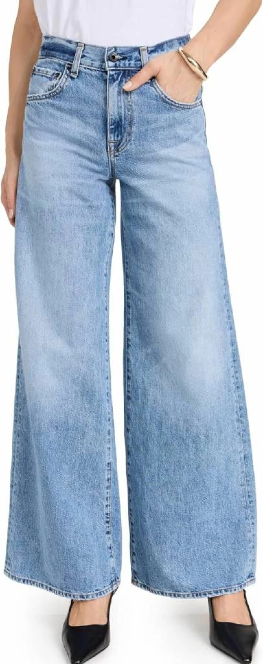 ASKK NY Women's High-Waist Atomic Wide Leg Jeans - Trendy Stretch Denim Pants for Casual Outfits