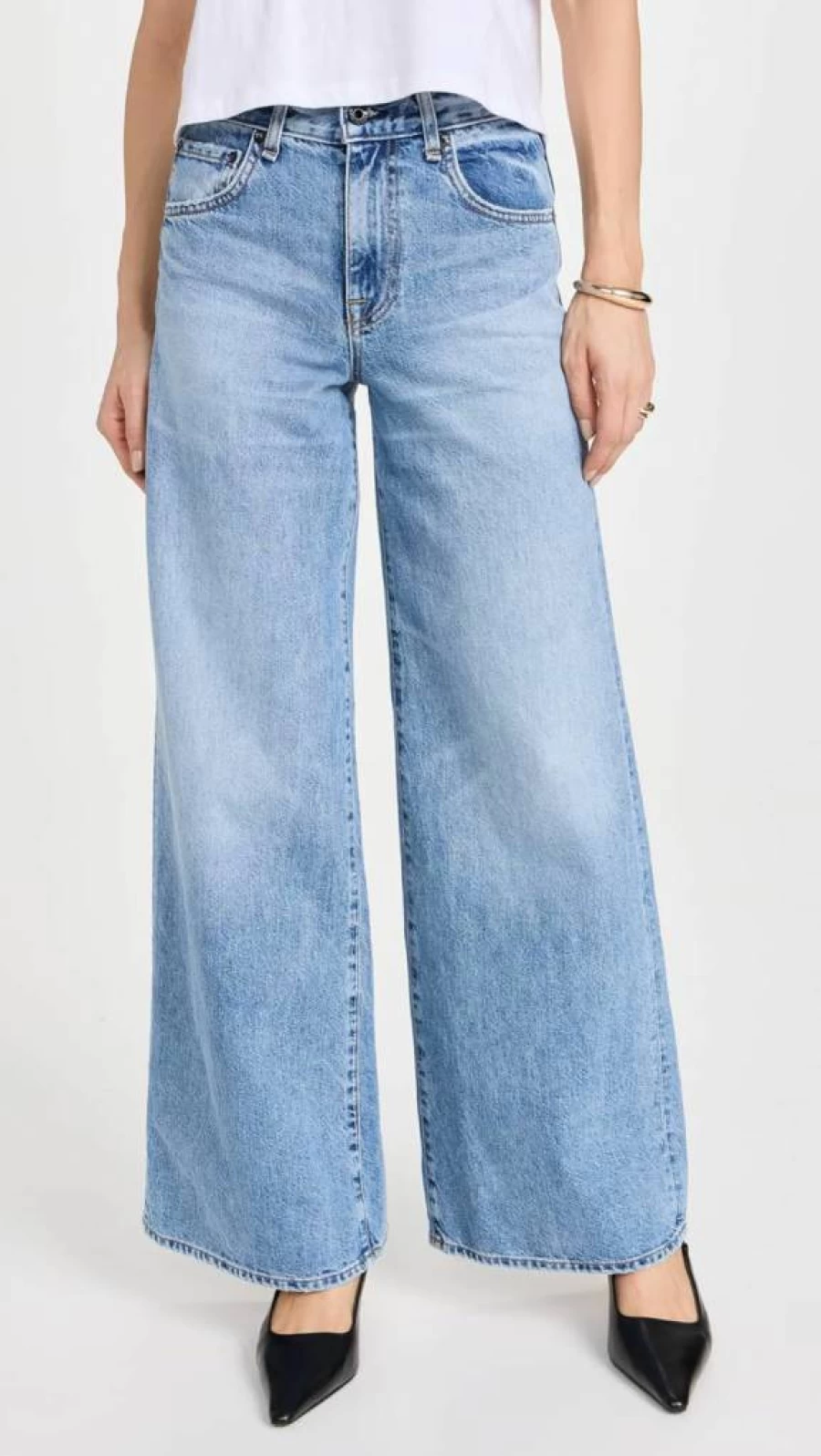 ASKK NY Women's High-Waist Atomic Wide Leg Jeans - Trendy Stretch Denim Pants for Casual Outfits