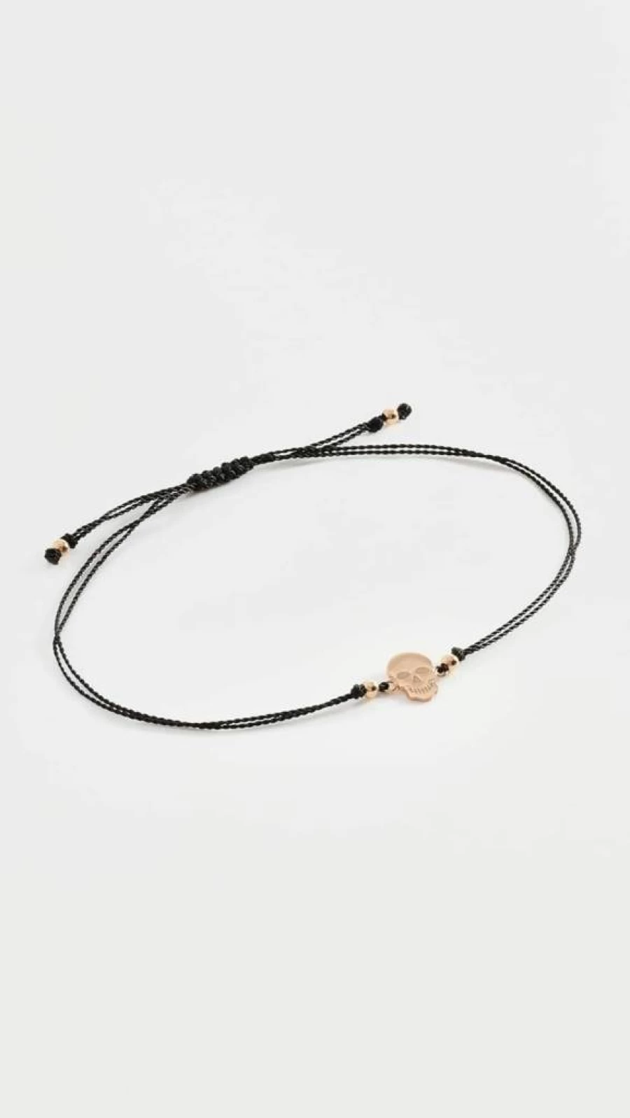 ZOE CHICCO 14K Gold Midi Bitty Skull Cord Bracelet for Women - Adjustable Skull Charm Bracelet
