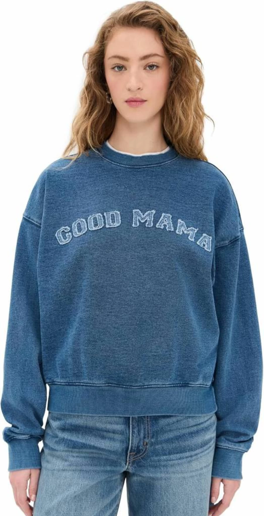 Good American Women's Crewneck Sweatshirt | Soft Casual Pullover | Classic Fit Sweatshirt for Women