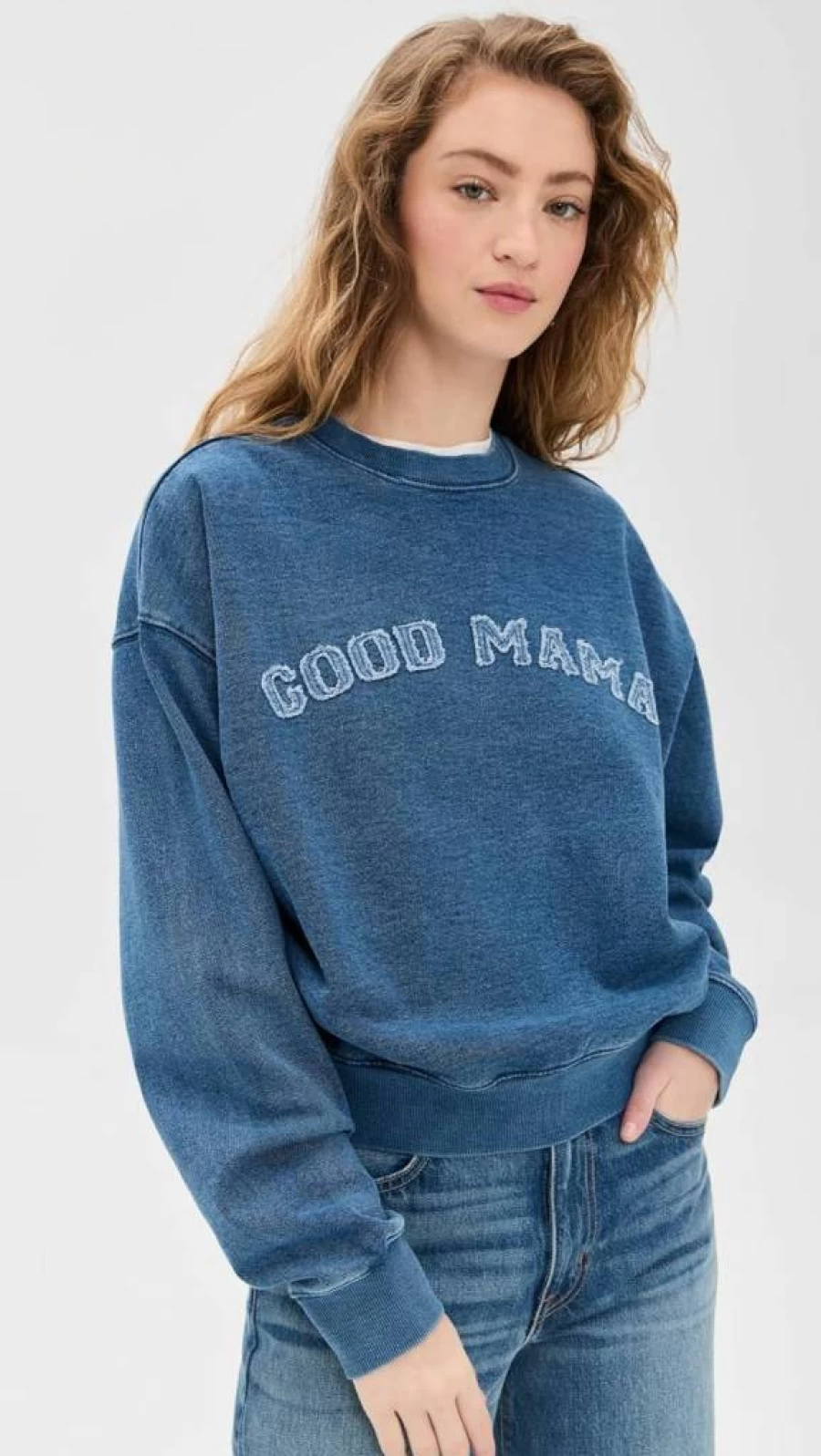 Good American Women's Crewneck Sweatshirt | Soft Casual Pullover | Classic Fit Sweatshirt for Women